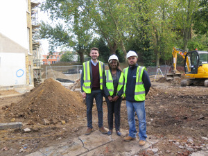 Left to Right: Cllr Matthew Bennett, Hassie Koromah, Lambeth Building Control Surveyor and James Millen, Sandwood Construction Director
